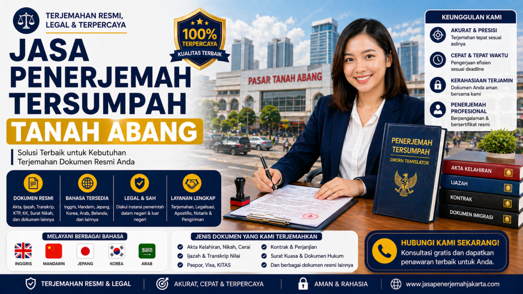 Jasa Penerjemah Tersumpah Tanah Abang