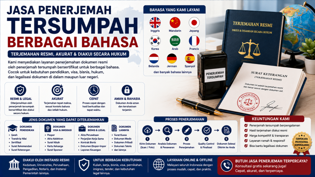 Jasa Penerjemah Tersumpah Berbagai Bahasa