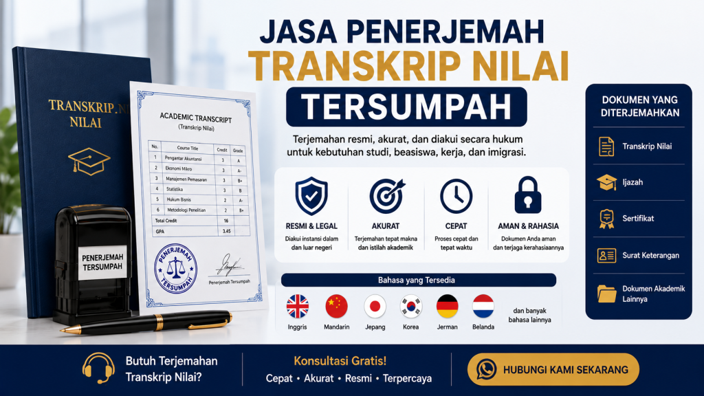 Jasa Penerjemah Transkrip Nilai Tersumpah