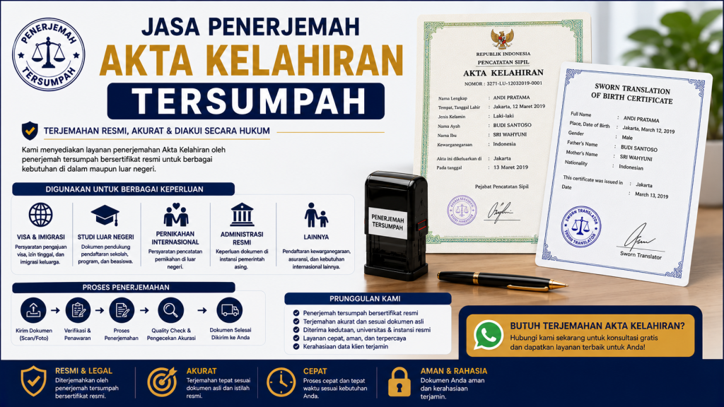Jasa Penerjemah Akta Kelahiran Tersumpah