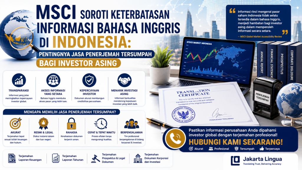 MSCI Soroti Keterbatasan Informasi Bahasa Inggris di Indonesia